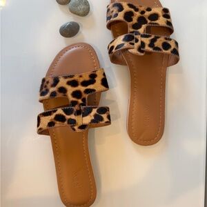J. Crew Brown and Black Sandals with Leopard Print